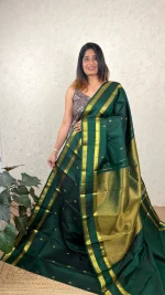 Vintage Kanchipuram Bottle Green