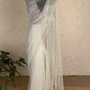 Soft  Net Saree White