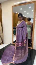Linen Silk Saree Light Lilac LS40A