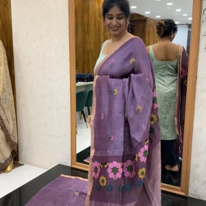 Linen Silk Saree Light Lilac LS40A