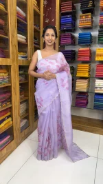 Floral Organza Silk Lavender :SSK62