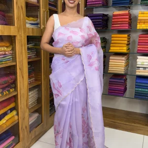 Floral Organza Silk Lavender :SSK62