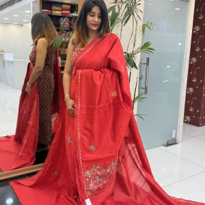 Semi Tussar Silk red : SSK-N22