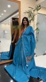 Semi Tussar Silk Blue : SSK-N22