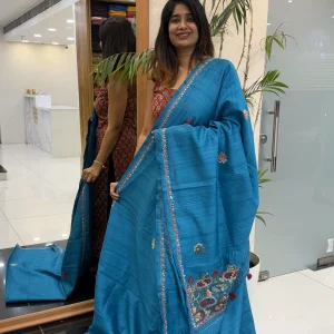 Semi Tussar Silk Blue : SSK-N22