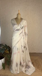 Designer Organza Saree Pink : ISK30F