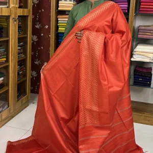 Semi Tussar Saree Red: SWK-53J