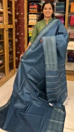 Semi Tussar Saree Teal Blue: SWK53J