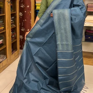 Semi Tussar Saree Teal Blue: SWK53J