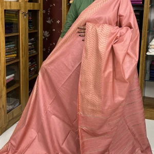 Semi Tussar Saree Peach: SWK-53J