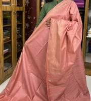 Semi Tussar Saree Peach: SWK-53J