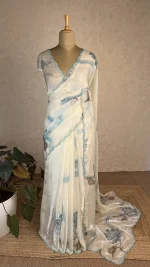Designer Organza Saree Aqua Blue : ISK30F