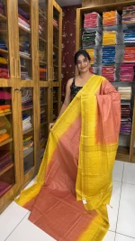 Semi Tussar Peach and Yellow:SBM57