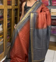 Semi Tussar Brick Red and Grey:SBM57