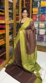 Semi Tussar Saree Check :SBM57