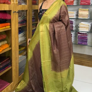 Semi Tussar Saree Check :SBM57