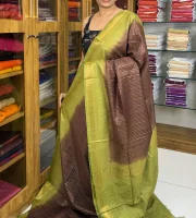 Semi Tussar Saree Check :SBM57
