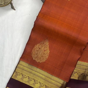 Kanchipuram Pure Silk Rust Orange : OSA-N966A