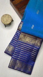 Kanchipuram Pure Silk Peacock Blue- KVK 215F