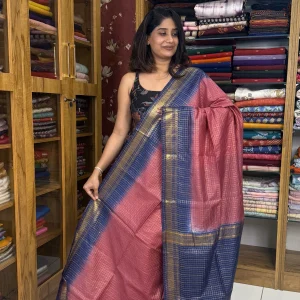 Semi Tussar Dark Onion Pink and Navy Blue SB-055A
