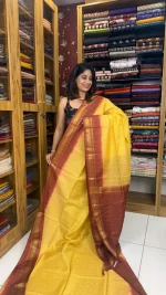 Semi Tussar Yellow and Maroon SB-055A