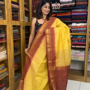 Semi Tussar Yellow and Maroon SB-055A